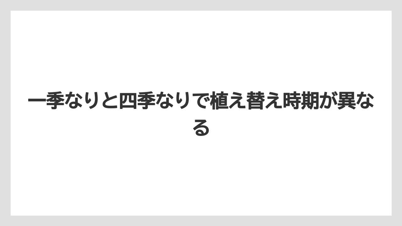 【栽培】【農園】【農業】一季なりと四季なりで植え替え時期が異なる