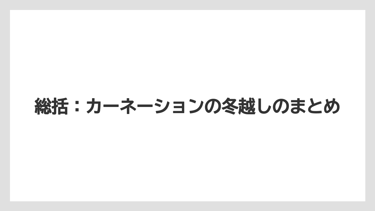 【栽培】【農園】【農業】総括：カーネーションの冬越しのまとめ