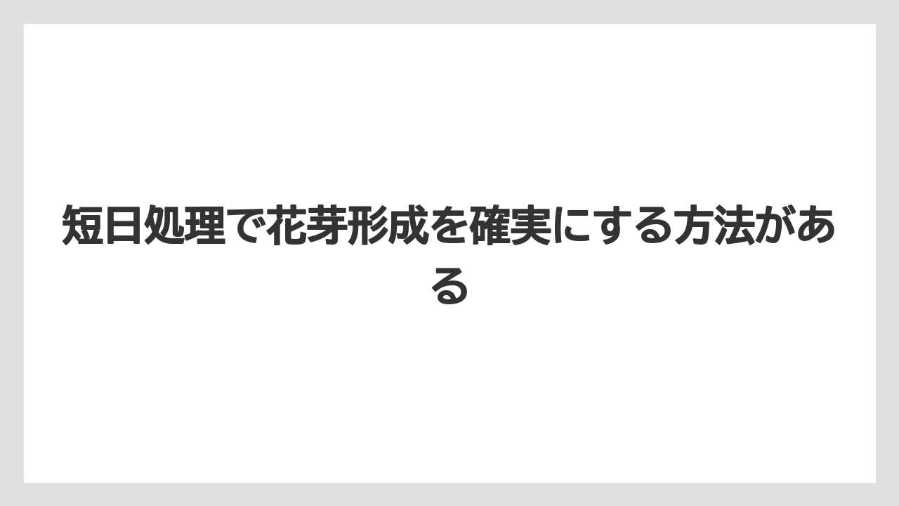 【サボテン】【栽培】【花】短日処理で花芽形成を確実にする方法がある