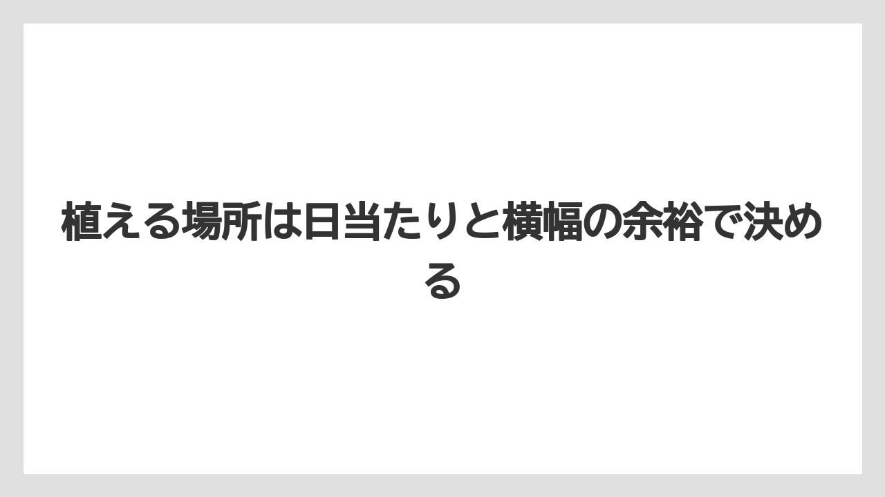 【栽培】【植え】【農業】植える場所は日当たりと横幅の余裕で決める