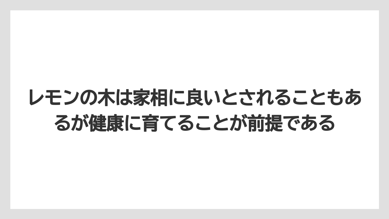 【レモン】【栽培】【農業】レモンの木は家相に良いとされることもあるが健康に育てることが前提である