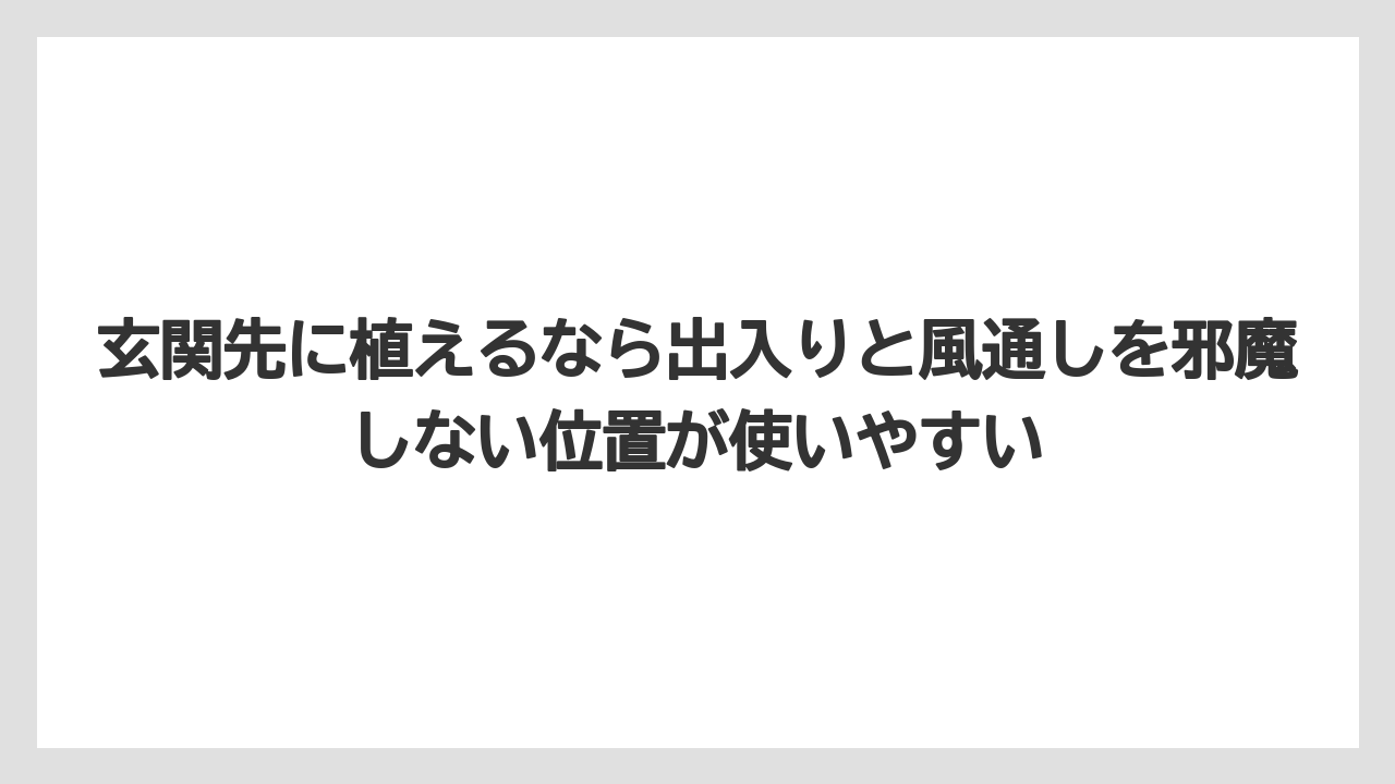 【栽培】【農園】【農業】玄関先に植えるなら出入りと風通しを邪魔しない位置が使いやすい