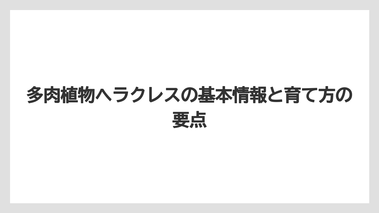 多肉植物ヘラクレスの基本情報と育て方の要点