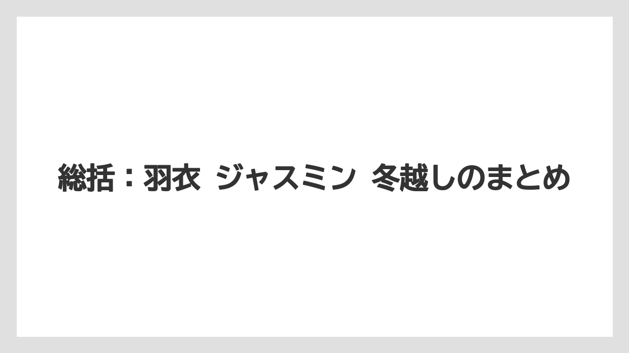 【枯れ】【栽培】【越し】総括：羽衣 ジャスミン 冬越しのまとめ