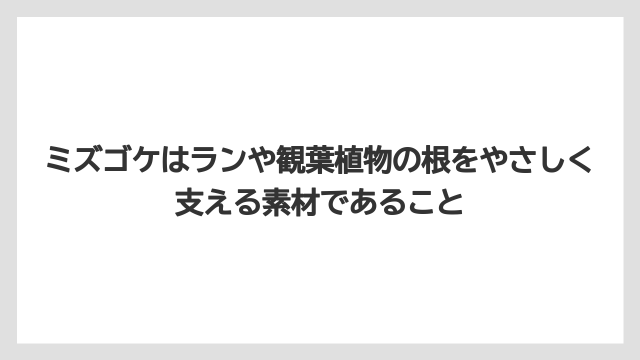 【栽培】【植え】【農業】ミズゴケはランや観葉植物の根をやさしく支える素材であること
