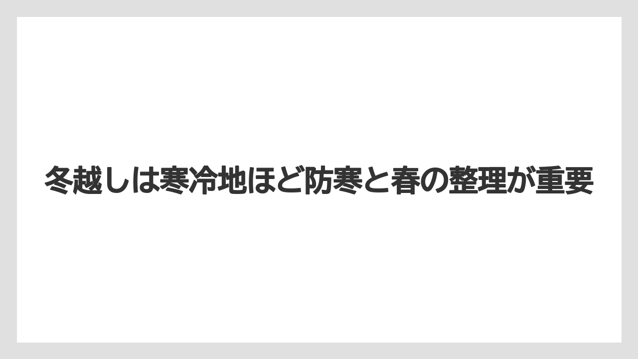 【ほったらかし】【栽培】【植え】冬越しは寒冷地ほど防寒と春の整理が重要