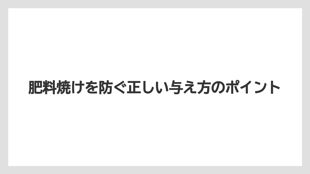 【ハイポネックス】【栽培】【肥料】肥料焼けを防ぐ正しい与え方のポイント