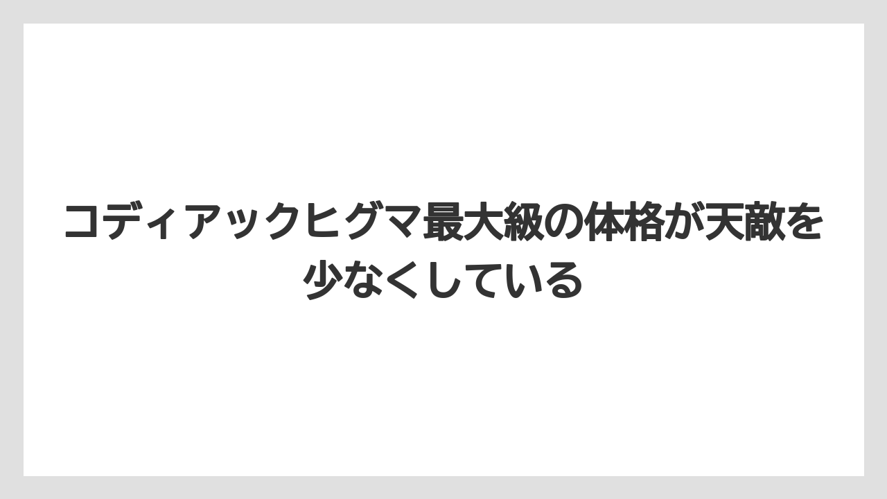 【栽培】【農園】【農業】コディアックヒグマ最大級の体格が天敵を少なくしている