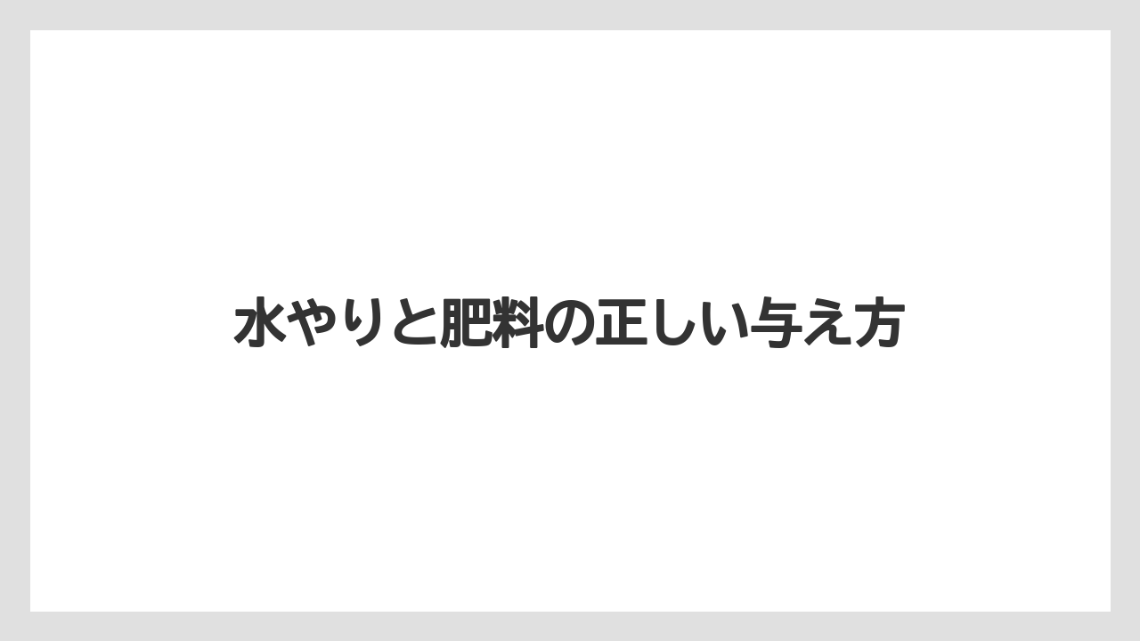 【支柱】【栽培】【農業】水やりと肥料の正しい与え方