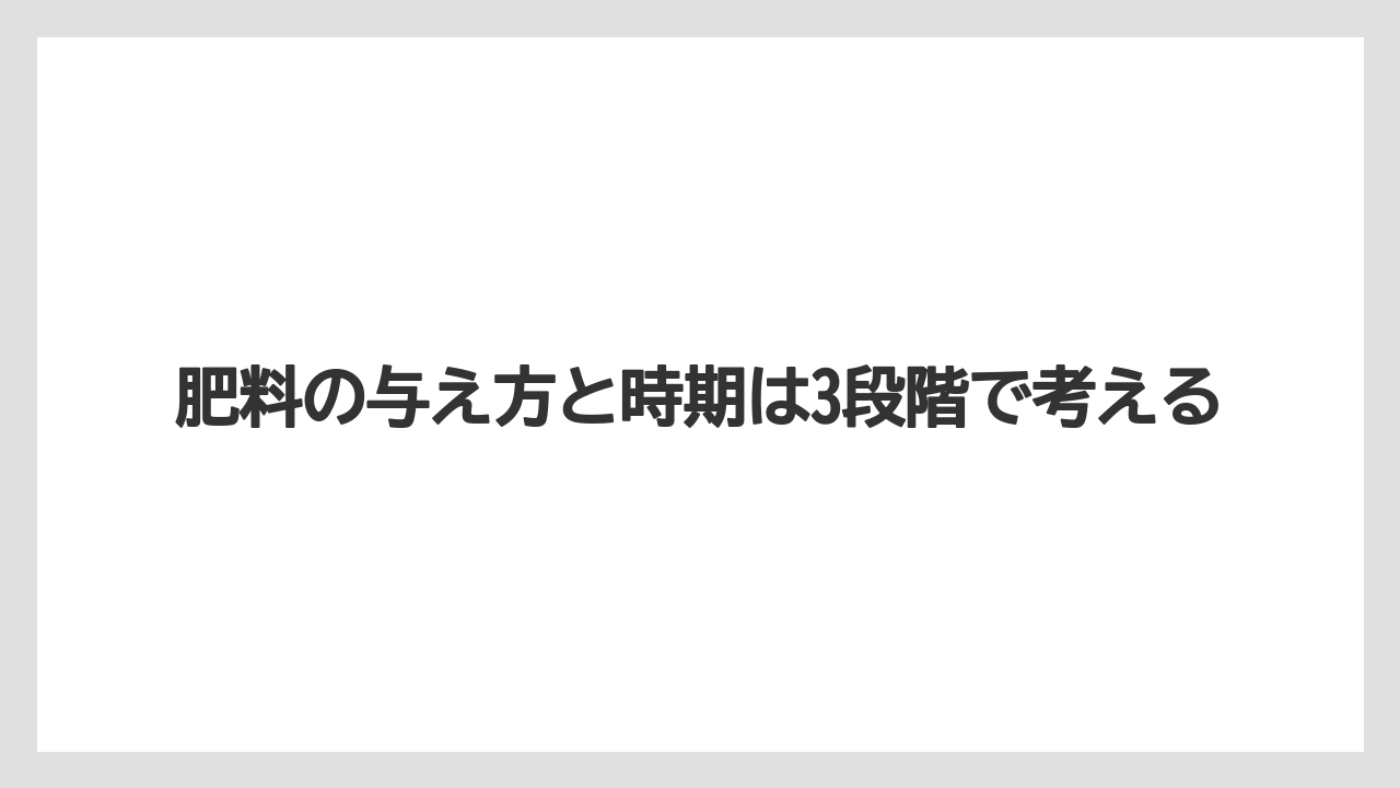 【栽培】【植え】【農業】肥料の与え方と時期は3段階で考える