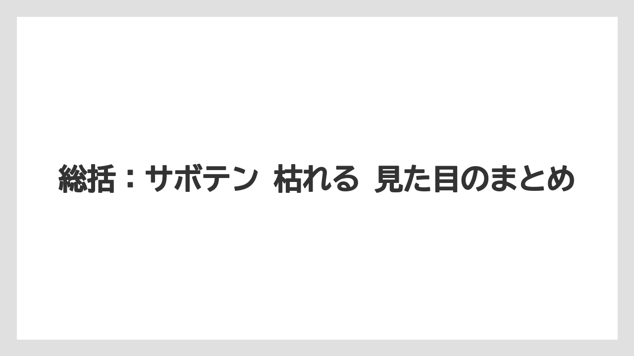 【サボテン】【危険】【枯れ】【栽培】総括：サボテン 枯れる 見た目のまとめ