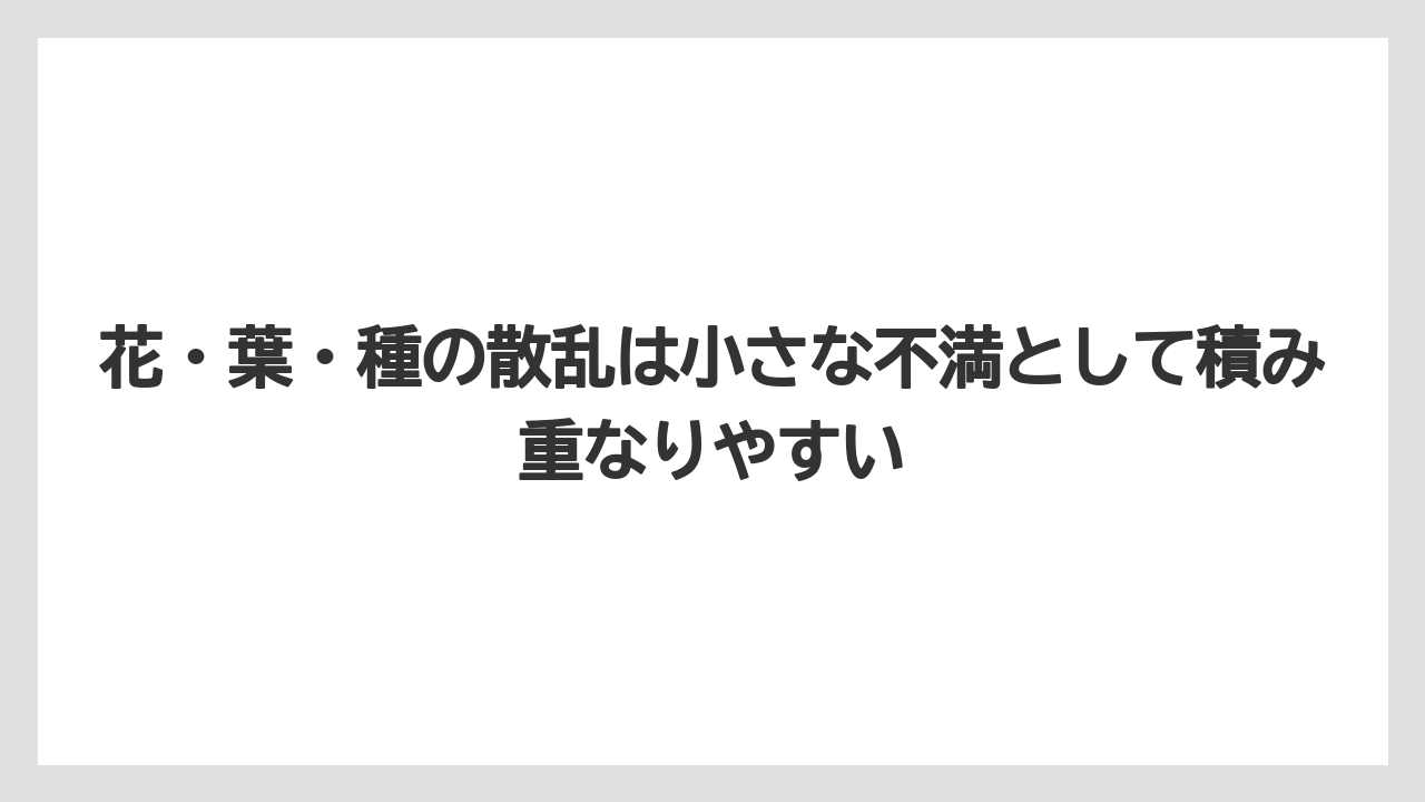 花・葉・種の散乱は小さな不満として積み重なりやすい