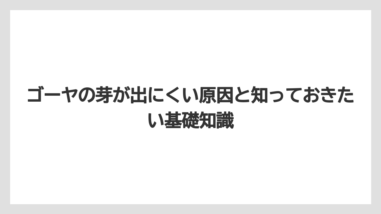 ゴーヤの芽が出にくい原因と知っておきたい基礎知識