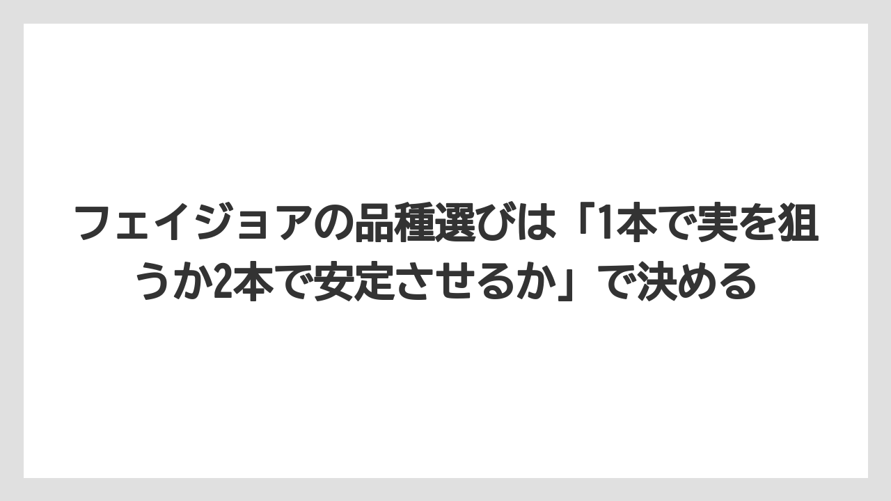 【栽培】【農園】【農業】フェイジョアの品種選びは「1本で実を狙うか2本で安定させるか」で決める