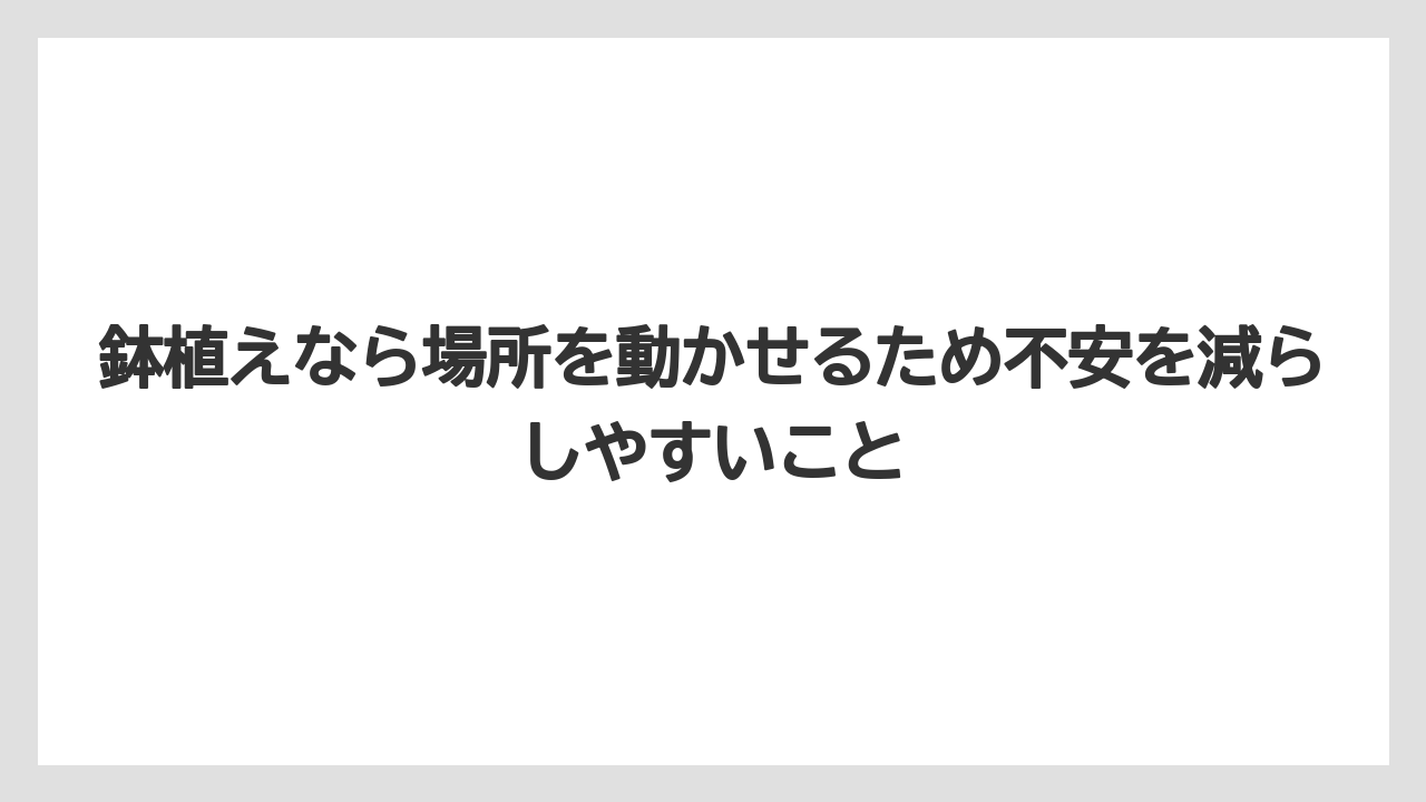 【栽培】【農園】【農業】鉢植えなら場所を動かせるため不安を減らしやすいこと