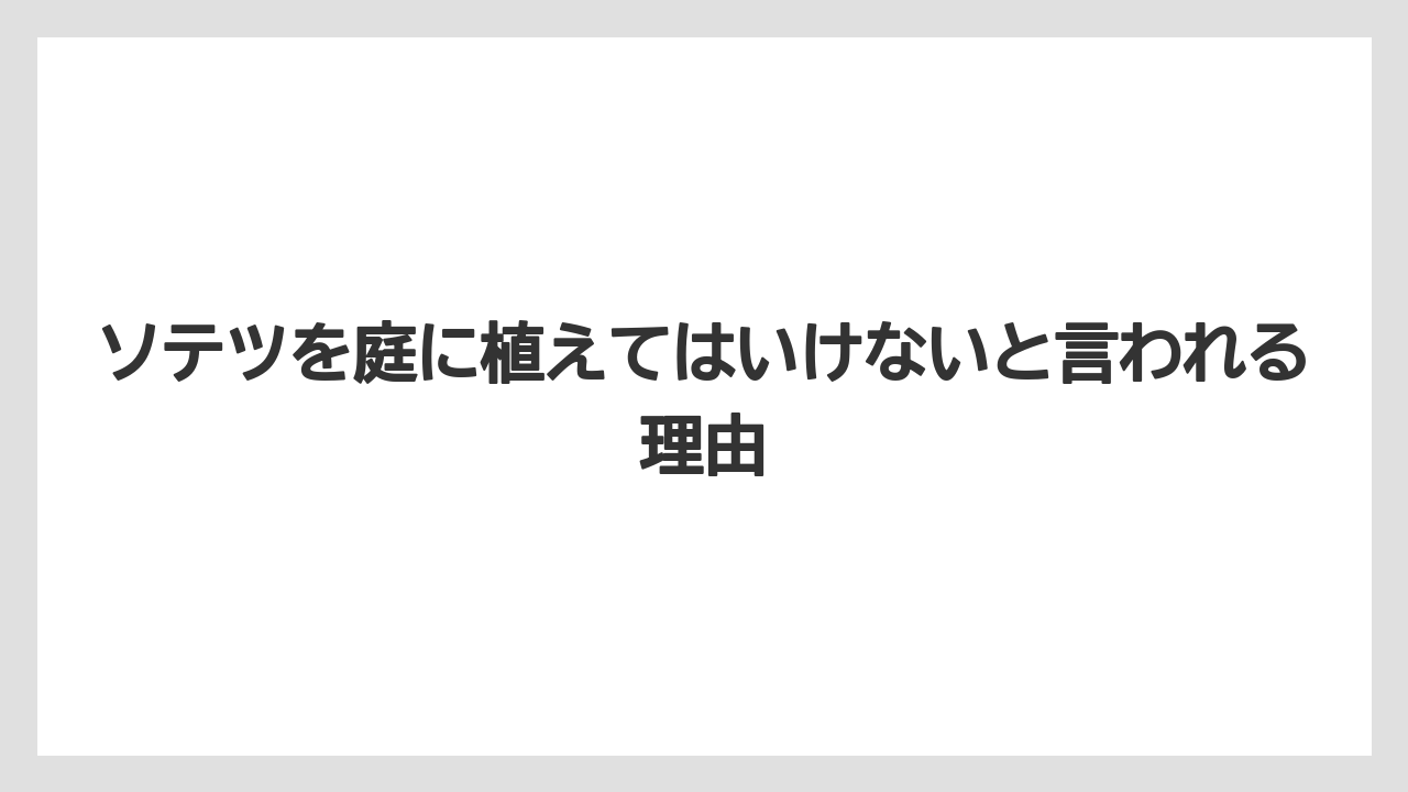 ソテツを庭に植えてはいけないと言われる理由