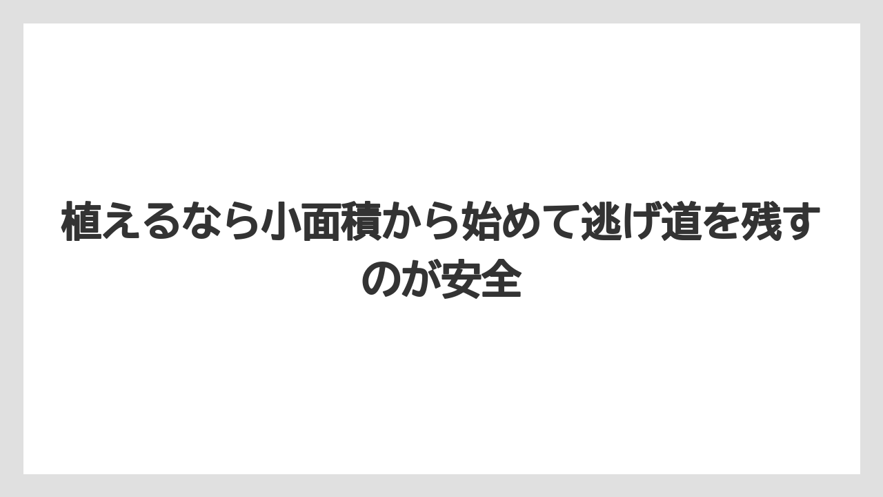 植えるなら小面積から始めて逃げ道を残すのが安全