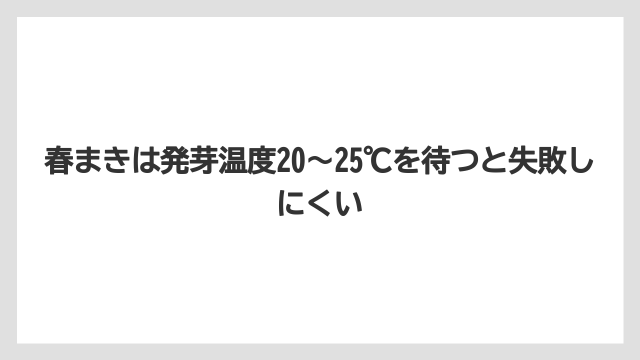 【栽培】【草】【越し】春まきは発芽温度20〜25℃を待つと失敗しにくい
