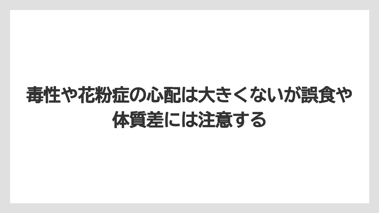 【いけない】【後悔】【栽培】【植え】毒性や花粉症の心配は大きくないが誤食や体質差には注意する
