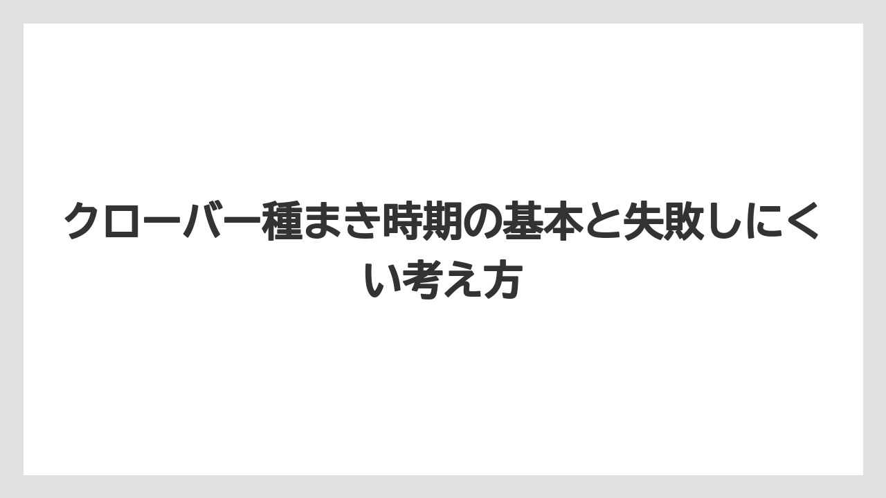 クローバー種まき時期の基本と失敗しにくい考え方