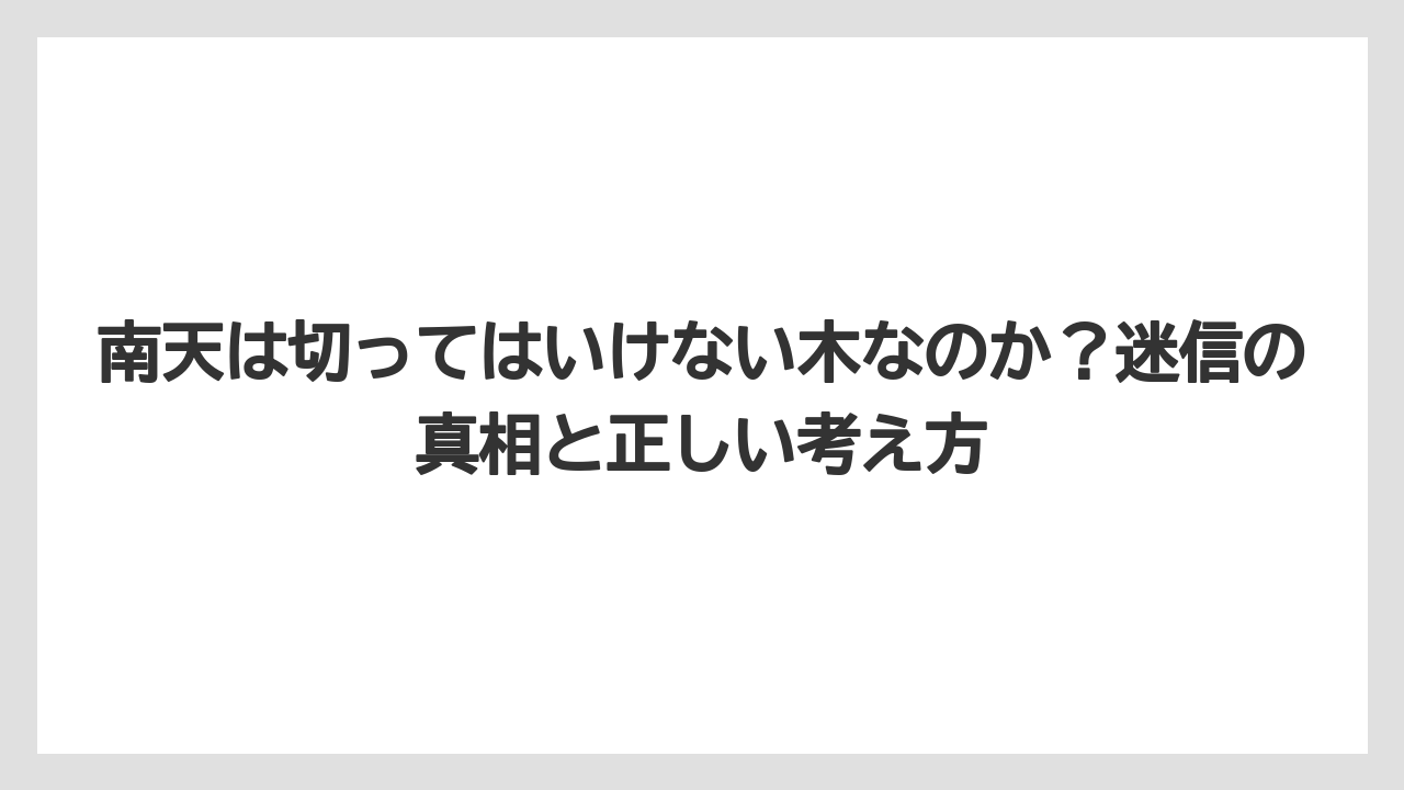 【栽培】【農園】【農業】南天は切ってはいけない木なのか?迷信の真相と正しい考え方