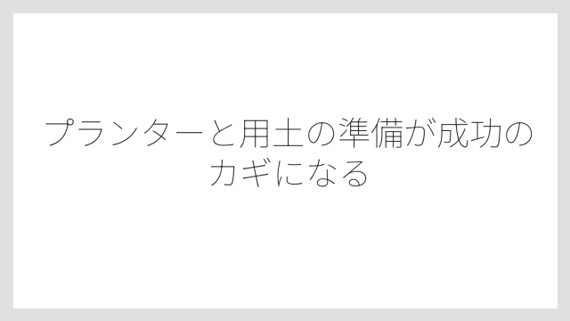 プランターと用土の準備が成功のカギになる