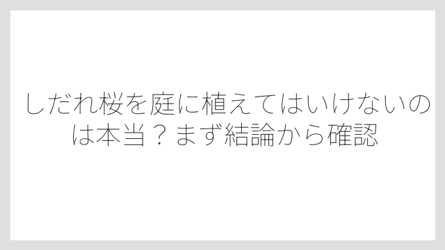 しだれ桜を庭に植えてはいけないのは本当？まず結論から確認