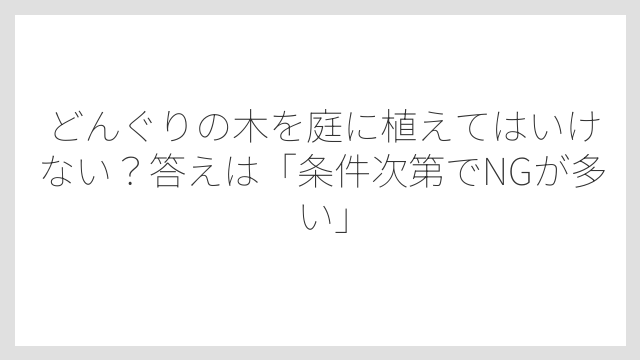 どんぐりの木を庭に植えてはいけない？答えは「条件次第でNGが多い」