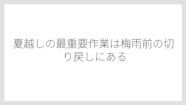 夏越しの最重要作業は梅雨前の切り戻しにある