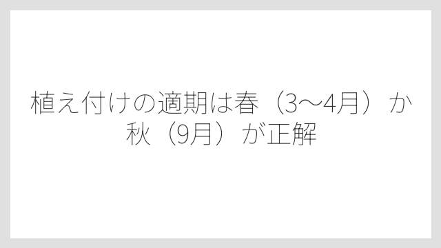 植え付けの適期は春（3〜4月）か秋（9月）が正解