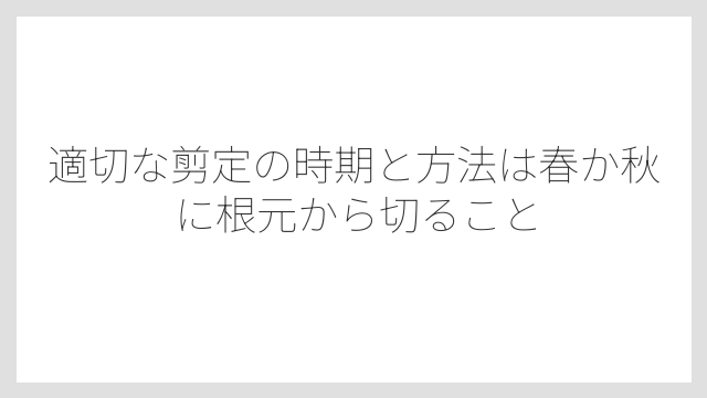 適切な剪定の時期と方法は春か秋に根元から切ること