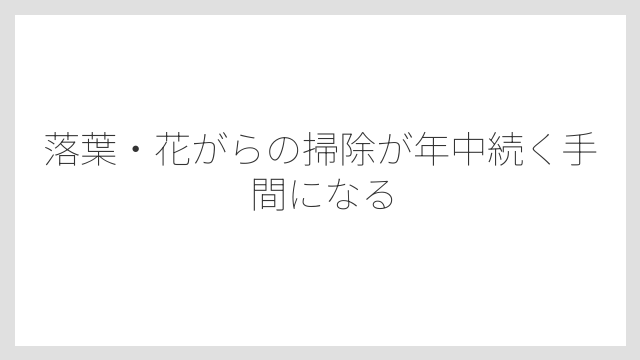 落葉・花がらの掃除が年中続く手間になる