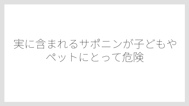 実に含まれるサポニンが子どもやペットにとって危険