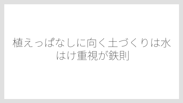 植えっぱなしに向く土づくりは水はけ重視が鉄則
