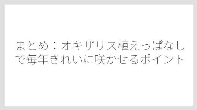 まとめ：オキザリス植えっぱなしで毎年きれいに咲かせるポイント