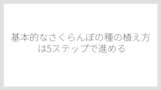 基本的なさくらんぼの種の植え方は5ステップで進める