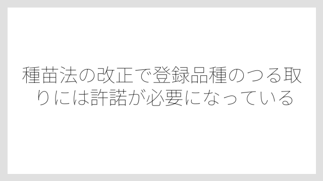 種苗法の改正で登録品種のつる取りには許諾が必要になっている