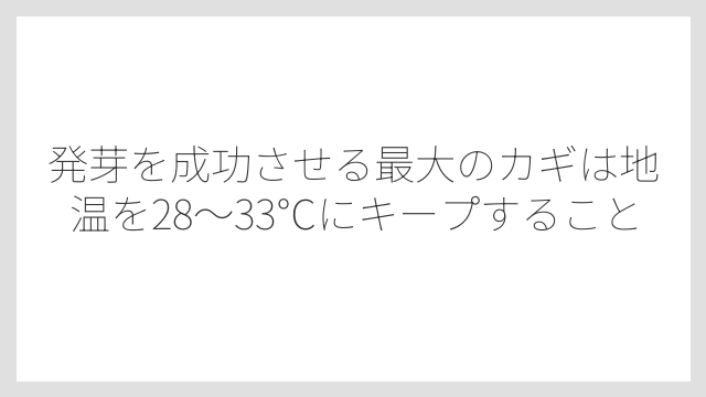 発芽を成功させる最大のカギは地温を28〜33℃にキープすること