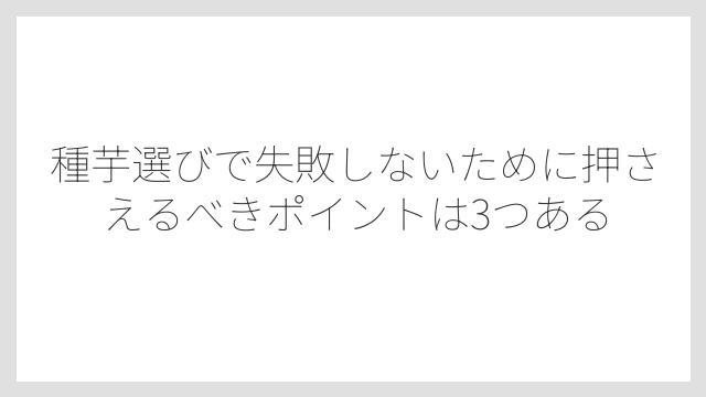 種芋選びで失敗しないために押さえるべきポイントは3つある