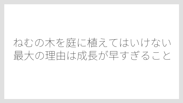 ねむの木を庭に植えてはいけない最大の理由は成長が早すぎること