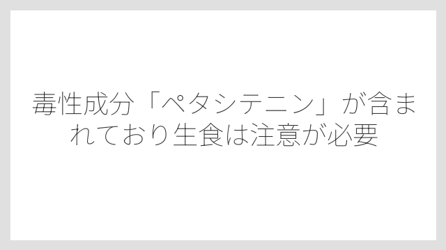 毒性成分「ペタシテニン」が含まれており生食は注意が必要