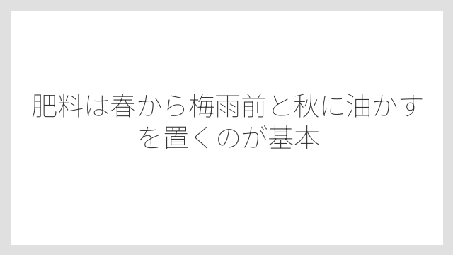 肥料は春から梅雨前と秋に油かすを置くのが基本