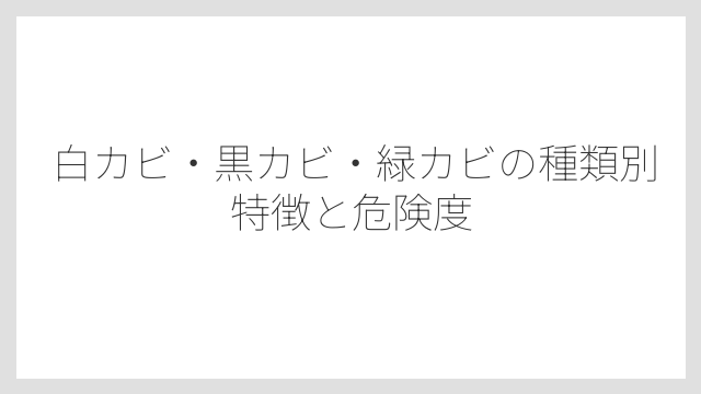 白カビ・黒カビ・緑カビの種類別特徴と危険度