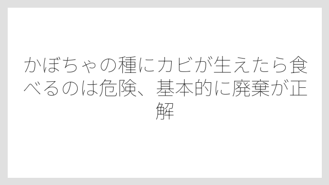 かぼちゃの種にカビが生えたら食べるのは危険、基本的に廃棄が正解