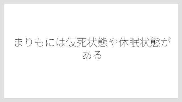まりもには仮死状態や休眠状態がある