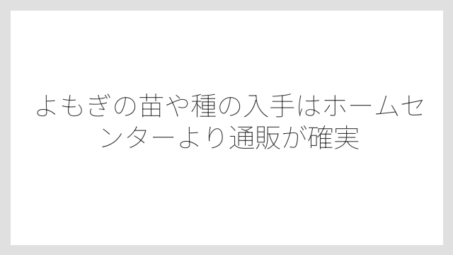 よもぎの苗や種の入手はホームセンターより通販が確実