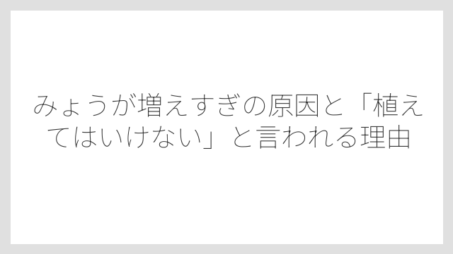 みょうが増えすぎの原因と「植えてはいけない」と言われる理由