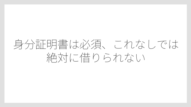 身分証明書は必須、これなしでは絶対に借りられない