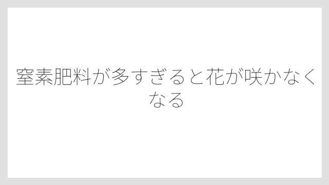 窒素肥料が多すぎると花が咲かなくなる