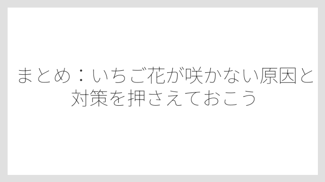 まとめ：いちご花が咲かない原因と対策を押さえておこう